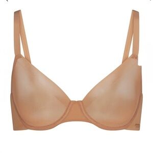 SKIMS No Show Unlined Demi Bra Nude 34DD Underwire Smooth Mesh